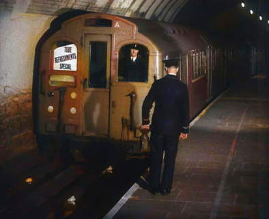 A Tube Train Stopping, 1940. Creator: British Pathe Ltd.