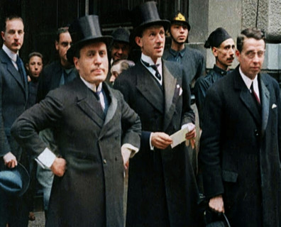 Italian Prime Minister Benito Mussolini Standing With Other Italian Politicians, 1922. Creator: British Pathe Ltd.
