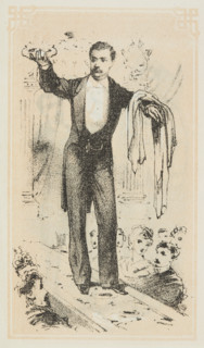 Dr. Lynn performs a magical illusion, 1870.  Creator: Unknown.