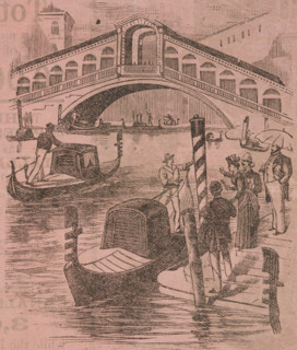 Gondolas and the Rialto Bridge, c1891. Creator: Unknown.
