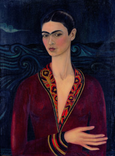 Self-Portrait with a Velvet Dress, 1926.  Creator: Frida Kahlo.