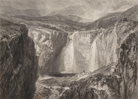 Fall of the Tees, Yorkshire, 1827. Creator: Edward Goodall.