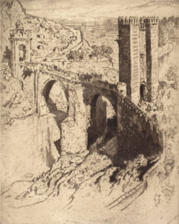 Bridge of Alcantara, 1904. Creator: Joseph Pennell.
