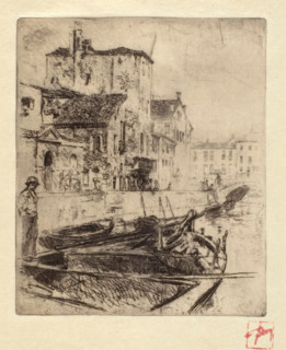 Barge on Venetian Canal, 1880-1886. Creator: Robert Frederick Blum.