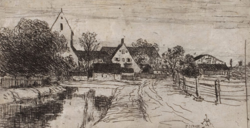 Canal, Munich, 1883. Creator: Lewis Henry Meakin.