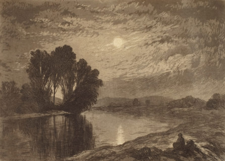 Moonlight on the Androscoggin, c1860-1920. Creator: John Henry Hill.
