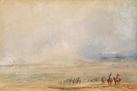 The Pyramids at Gizeh, about 1832. Creator: JMW Turner.