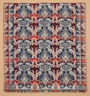 Bed Cover (Jacquard Coverlet), about 1850. Creator: Unknown.