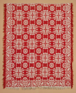 Bed Cover (Jacquard Coverlet), 1842. Creator: Unknown.