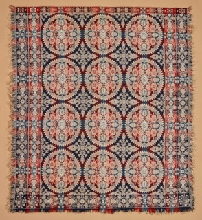 Bed Cover (Jacquard Coverlet), about 1850. Creator: Unknown.