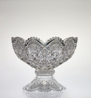 Kensington pattern punch bowl on stand, probably designed about 1895-1900. Creator: TG Hawkes & Co.