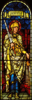 Justitia (Justice), 1894-1895. Creators: Sir Edward Coley Burne-Jones, Morris & Co.