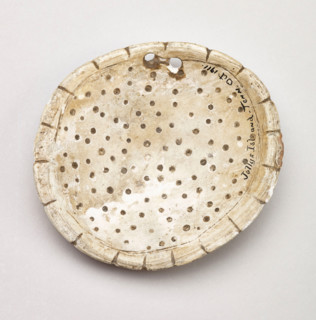 Circular shell gorget with scalloped edges, 1200-1500. Creator: Unknown.