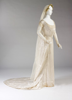 Wedding Dress, Collar, Veil And Matching Stockings, 1909. Creator: Unknown.