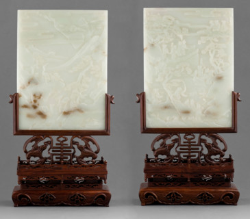 Pair of table screens, 19th century. Creator: Unknown.