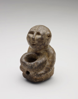 Human effigy pipe bowl, 1000 BCE-1500 CE. Creator: Unknown.