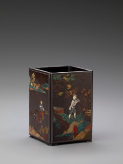Brushpot with scenes of country pursuits, about 1700. Creator: Unknown.