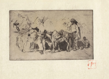 Men and Donkeys, Rome, 1880. Creator: Robert Frederick Blum.