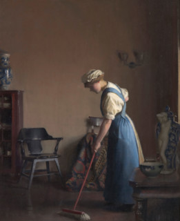 Girl Sweeping, about 1912. Creator: William McGregor Paxton.