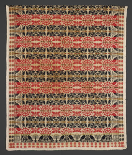 Bed Cover (Jacquard Coverlet), 1837. Creators: Benjamin Kiehl, Wiliam Kilian.