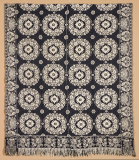 Bed Cover (Jacquard Coverlet), 1850. Creator: Samuel Graham.