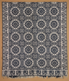 Bed Cover (Jacquard Coverlet), 1855. Creator: Samuel Graham.