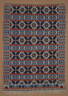 Bed Cover (Jacquard Coverlet), about 1850. Creator: Samuel Hicks.