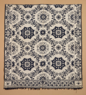 Bed Cover (Jacquard Coverlet), 1855. Creator: Samuel Stinger.