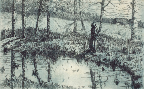 Girl by Pond, about 1883. Creator: Thomas Entriken Hibben.