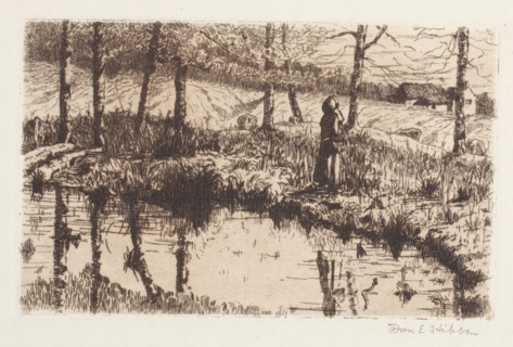 Girl by Pond, about 1883. Creator: Thomas Entriken Hibben.
