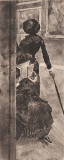 Au Louvre: La Peinture (Mary Cassatt), 1876. Creator: Edgar Degas.