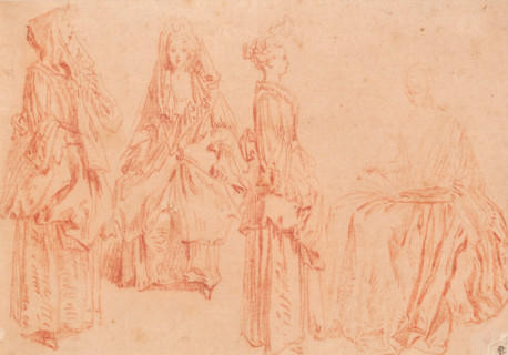 Four Ladies, about 1710. Creator: Jean-Antoine Watteau.