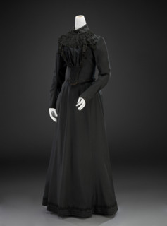 Dress And Cloak (Cloak, Bodice, Skirt; possibly for mourning), early 1880s, cloak; about 1890, dress Creator: The John Shillito Company.