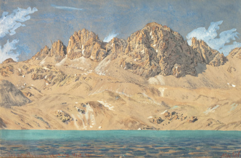 Lake of Tscheppa with Mt. Polaschin in the Engadin Valley, 1876. Creator: Adolf Von Meckel.