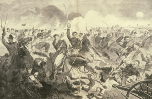 The War for the Union 1862 - A Cavalry Charge, 1862. Creator: Winslow Homer.
