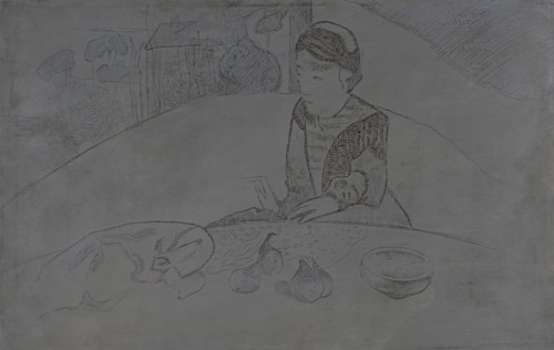 Etching Plate for \"La Femme aux figues\" (Woman with Figs), 1894. Creator: Paul Gauguin.