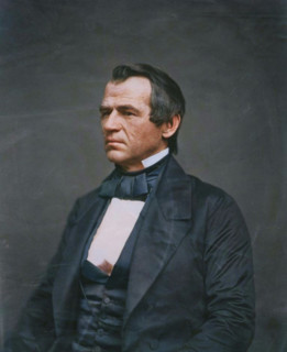 Andrew Johnson, half-length portrait, seated, facing left, 1860. Creator: Jesse Harrison Whitehurst.