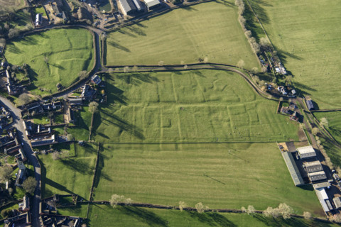 The earthwork remains of the shrunken medieval village of Theddingworth, Leicestershire, 2022. Creator: Damian Grady.