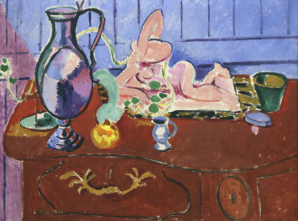 'Pink Statuette and Jug on a Red Chest of Drawers', 1910.  Creator: Henri Matisse.