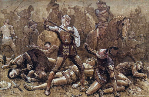 'Henry and Alencon at Agincourt', 25 October 1415, (c1880). Creator: Unknown.