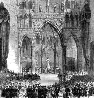 Coronation of the King and Queen of Sweden and Norway in Trondhjem Cathedral, 1873. Creator: Unknown.