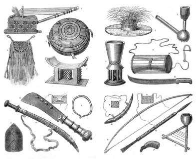 Ashantee implements, 1873. Creator: Unknown.