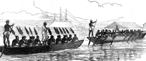 Visit of an African chief and suite to a ship of war, 1873. Creator: Unknown.