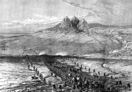 The Russian Expedition to Khiva: first sight of water after crossing the desert, 1873. Creator: Unknown.