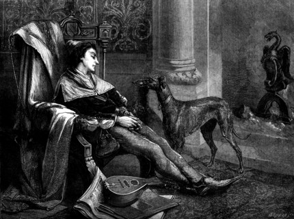 The Tired Attendant, by F. Huard, in the exhibition of the Society of British Artists, 1873. Creator: Jenkin.