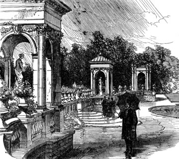 On the terrace at Trentham, 1873. Creator: Unknown.