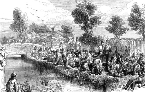 The Autumn Campaign on Dartmoor: volunteers resting by the river, 1873. Creator: Unknown.
