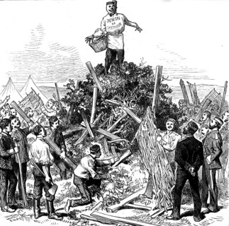 Breaking up or the Royal Engineers' Camp on Darmoor, 1873.  Creator: Unknown.