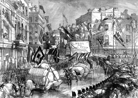 Trades procession at Bradford, on the opening of the new townhall, 1873. Creator: Unknown.