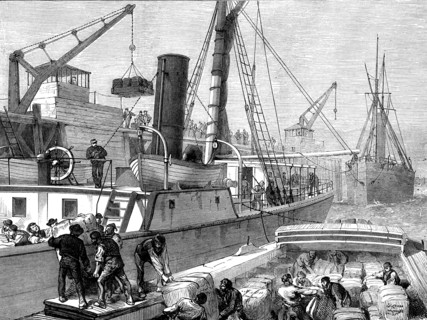 Loading the Warree, at Woolwich, with stores for the Ashantee War, 1873. Creator: Unknown.